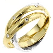 Trinity Gold and Silver Tone CZ Ring