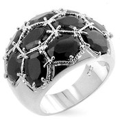 Midnight Dome Silver Tone CZ Ring