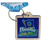 Virginia Keychain Lucite Map/Flag