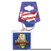 Illinois Keychain Lucite Map/Flag