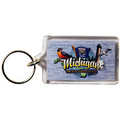 Michigan Keychain Lucite Elements