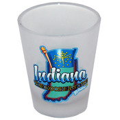 Indiana Shot Glass 2.25H X 2" W Frosted Map/Flag