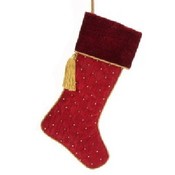 22" Burgundy and Gold Beaded Stocking