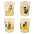 Hand Painted Short Glass Cat Tumblers (set of 4)