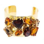 Smooth Gold Cuff Bracelet | 10 Asst. Stones