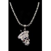 Red Eyed Skull Necklace and Pendant | Rhodium