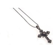 Victorian Cross Necklace | Black