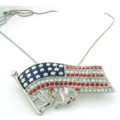 Dove of Peace Flag Necklace Silver