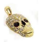 Red Eyed Skull Pendant | Gold