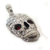Red Eyed Skull Pendant | Silver