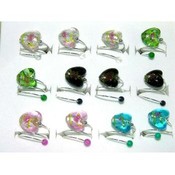 Murano Hand Crafted Glass Heart Rings