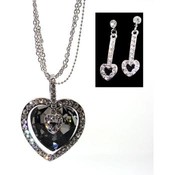 Crystal Heart Neck and Ear Set | Black