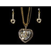 Crystal Heart Neck and Ear Set | Clear