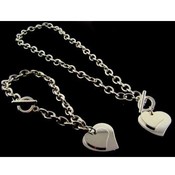 Two Hearts Necklace and Bracelet Set