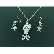 Skull &amp; Crossbone Necklace &amp; Earring Set