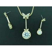 Austrian Crystal Butterfly Necklace &amp; Earring Set