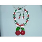 Cherry Bracelet &amp; Earring Set