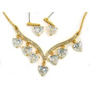 All Hearts Necklace &amp; Earring Set Clear &amp; Gold