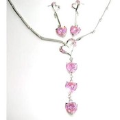 Heart of Hearts Necklace &amp; Earring Set | Pink