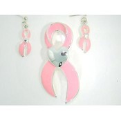 Breast Cancer Awareness Pin &amp; Earring Set
