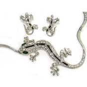 Gorgeous Gecko Necklace &amp; Earring Set | Silver