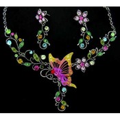 Butterfly Rainbow Necklace &amp; Earring Set