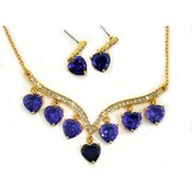 All Hearts Necklace &amp; Earring Set Violet &amp; Gold