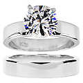 Ashlynn's Polished CZ Solitaire Wedding Ring Set