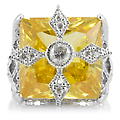 Deb's Medieval Cross Canary CZ Cocktail Ring