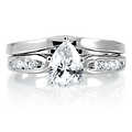 Edie's Petite Pear CZ Wedding Ring Set