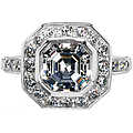 Bezel Set Asscher Inspired with CZ Border Ring