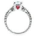 Asscher Cut CZ Engagement Ring - Red Heart CZs