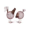 Rooster &amp; Hen (x2 Asst.) 17"H, 21"H Metal