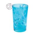 Blue Glass Candleholder with Flower Design