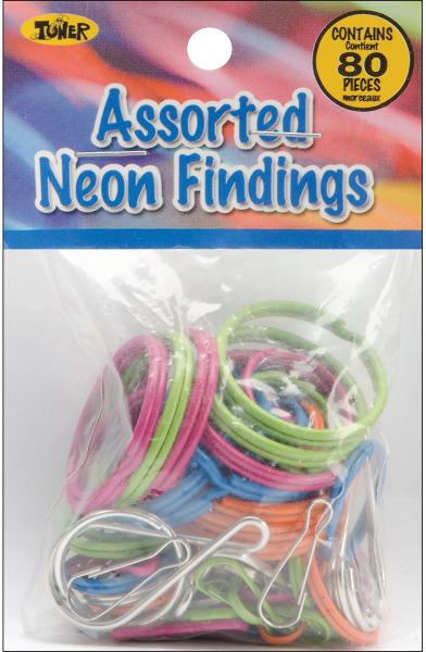 Assorted Findings 80/Pkg-Neon