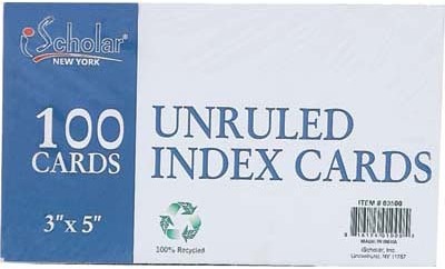 UPC 816124010005 product image for Index Cards Plain 3X5 100 Ct | upcitemdb.com