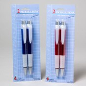 Ball Pens 2Pk With Rib Finger Grip