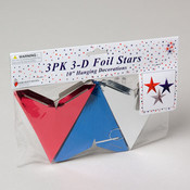 3 Pack Foil Star Hanging Decor