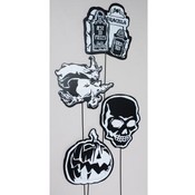 Halloween Yard Sign 28In Blk/Wht