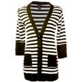 Women/Juniors 100% Cotton Sweater - Brown/White