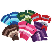 7" Stripe Fingerless Glove W/Flap