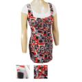Ladies Short Sleeve Layered Top Ties in the Back -