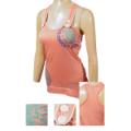Ladies Sports Bra Cut Tank Top w/Button Straps
