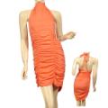 Ladies Plus Size Halter Dress W/Ruching In Front
