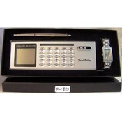 Mens Watch Gift Set--Watch,World Time Cal,Pen