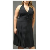 Plus Sized Pleated Coctail Halter Dress.