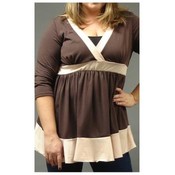 Plus Size Two Tone Wrap Top