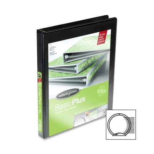 Acco/Wilson Jones Ring View Binder, 1/2 Capacity, 11x8-1/2, Black