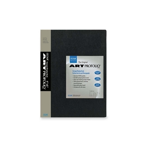 Itoya of America, Ltd Art Portfolio, Top Load, 24 Sleeves, 4x6, Black