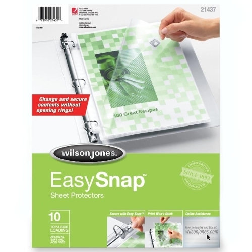 Acco/Wilson Jones Poly Sheet Protectors, Easysnap, 8-1/2x11, 10/PK, Clear